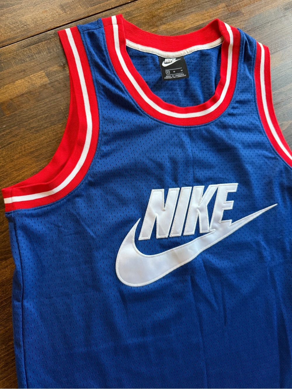 Nike Mesh Jersey Shirt Sleeveless Logo Basketball CT5605-438 Blue Red Mens M